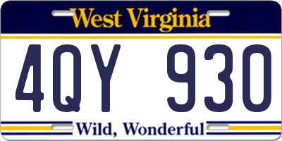 WV license plate 4QY930