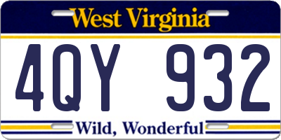 WV license plate 4QY932