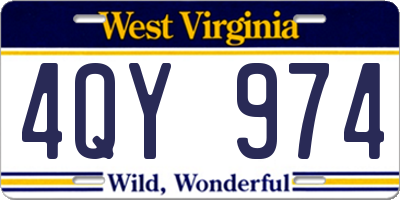 WV license plate 4QY974