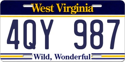 WV license plate 4QY987