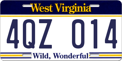WV license plate 4QZ014