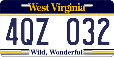 WV license plate 4QZ032