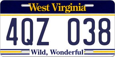 WV license plate 4QZ038