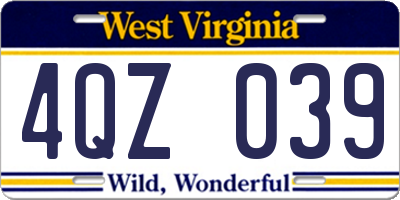 WV license plate 4QZ039