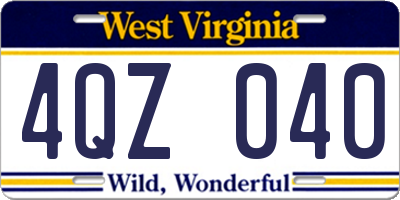 WV license plate 4QZ040