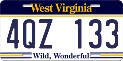 WV license plate 4QZ133