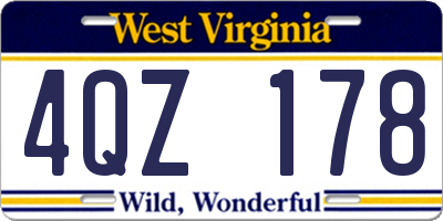 WV license plate 4QZ178