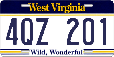 WV license plate 4QZ201
