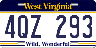 WV license plate 4QZ293