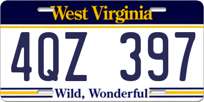 WV license plate 4QZ397