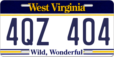WV license plate 4QZ404
