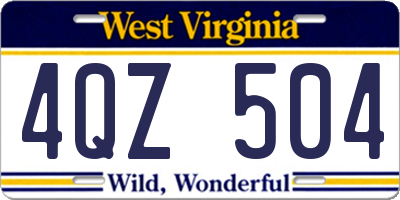 WV license plate 4QZ504
