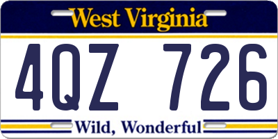 WV license plate 4QZ726