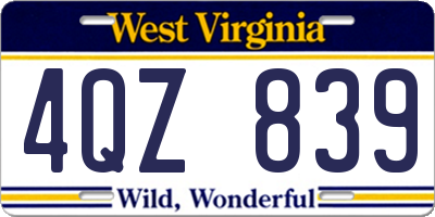 WV license plate 4QZ839