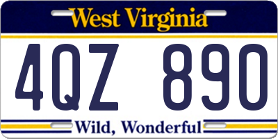 WV license plate 4QZ890