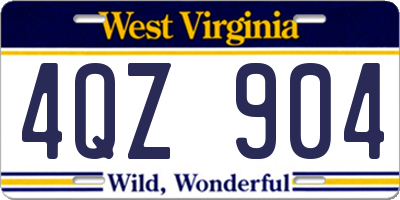 WV license plate 4QZ904