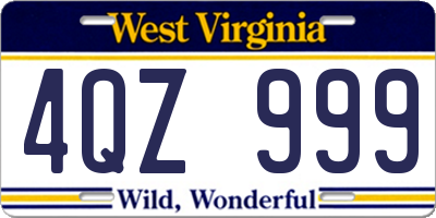 WV license plate 4QZ999