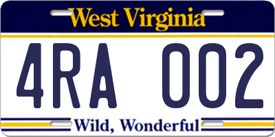 WV license plate 4RA002