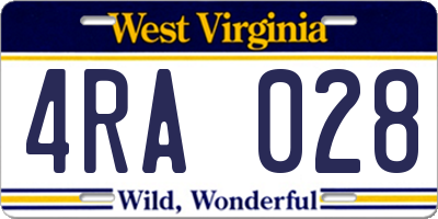 WV license plate 4RA028