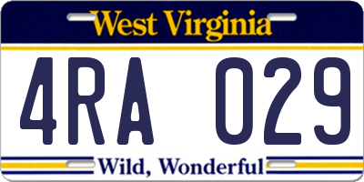 WV license plate 4RA029