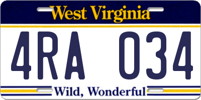 WV license plate 4RA034