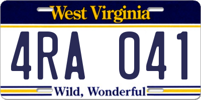WV license plate 4RA041