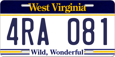 WV license plate 4RA081
