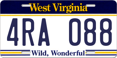 WV license plate 4RA088