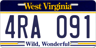 WV license plate 4RA091