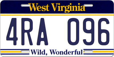 WV license plate 4RA096