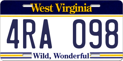 WV license plate 4RA098