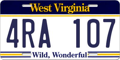WV license plate 4RA107