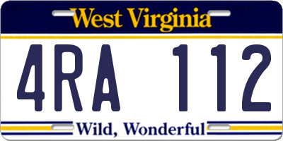 WV license plate 4RA112
