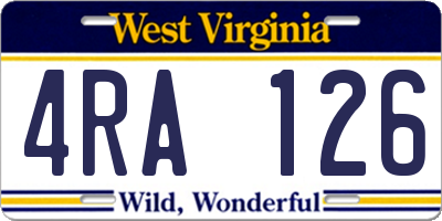 WV license plate 4RA126