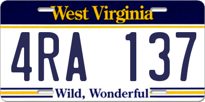 WV license plate 4RA137