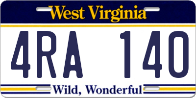 WV license plate 4RA140