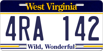 WV license plate 4RA142