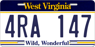 WV license plate 4RA147