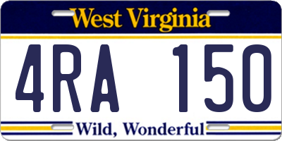WV license plate 4RA150