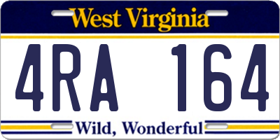 WV license plate 4RA164