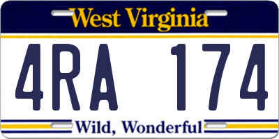 WV license plate 4RA174