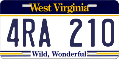 WV license plate 4RA210