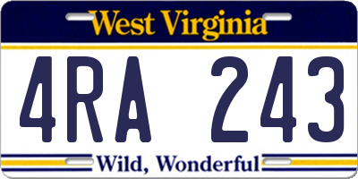WV license plate 4RA243