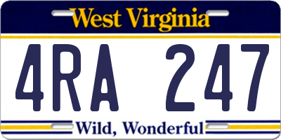 WV license plate 4RA247