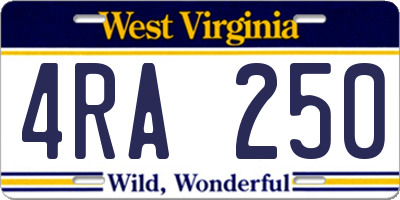WV license plate 4RA250