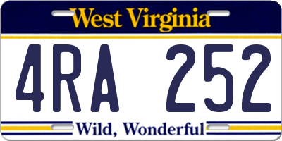 WV license plate 4RA252