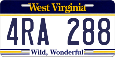 WV license plate 4RA288