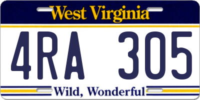 WV license plate 4RA305