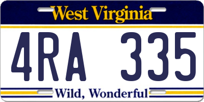 WV license plate 4RA335