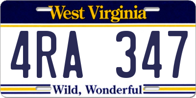 WV license plate 4RA347